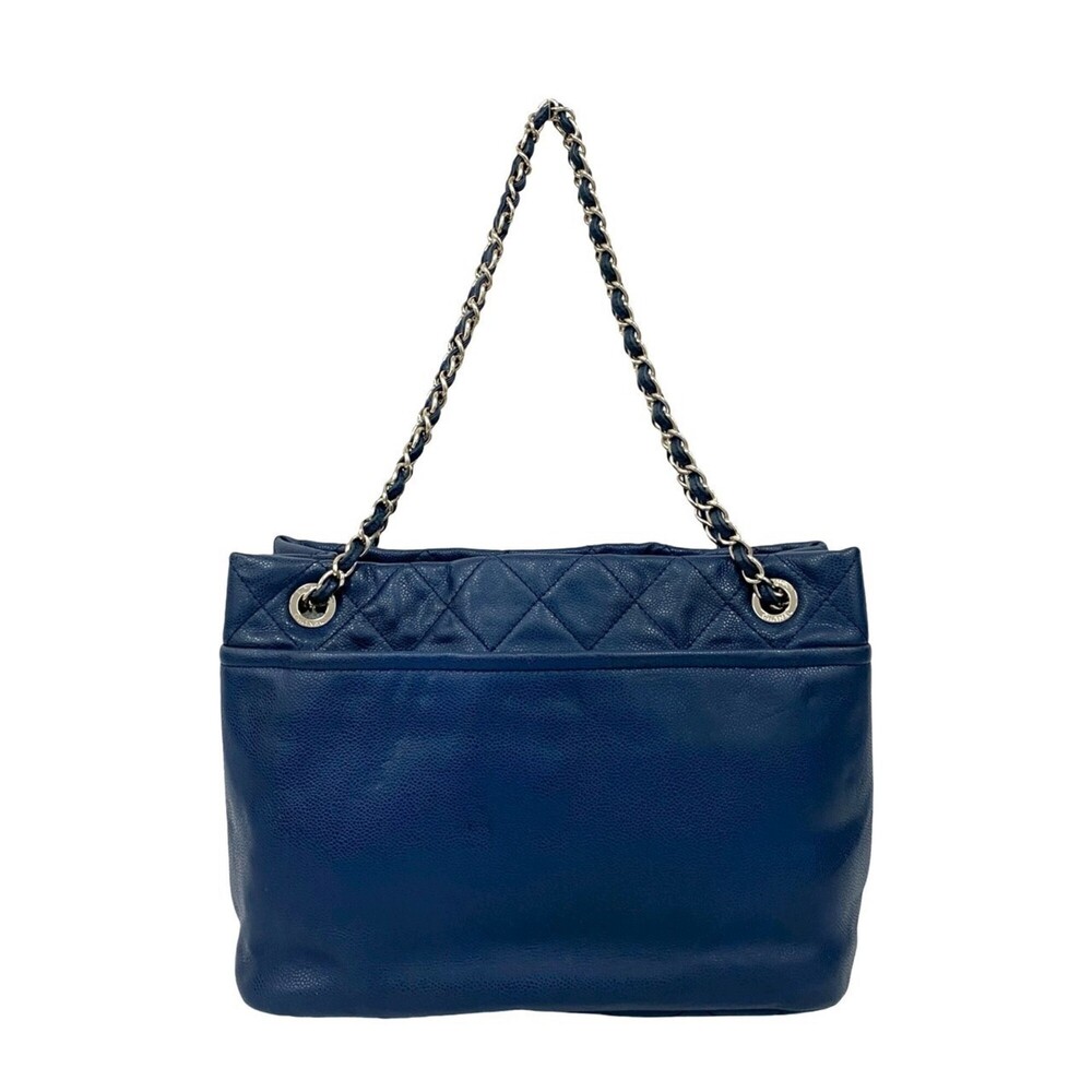 CHANEL Blue Caviar Leather Logo Tote Bag - Picture 3 of 10